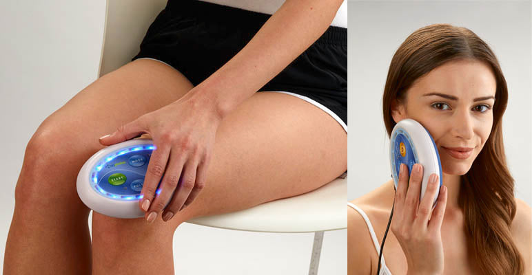 Woman using the best LED light therapy handheld device