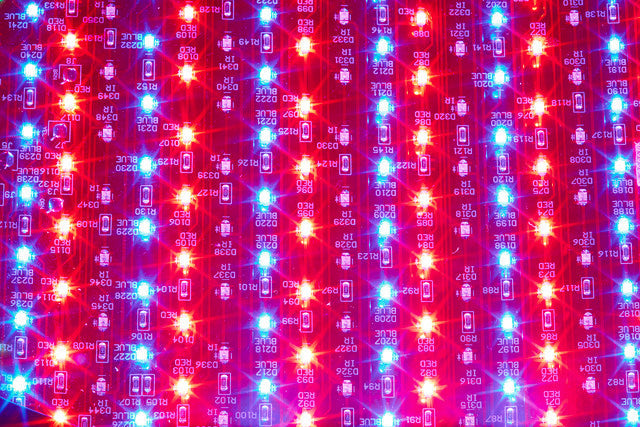 An LED light therapy panel with red light, near infrared light, and blue light active